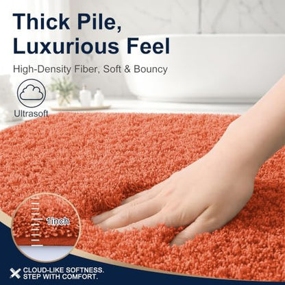 OLANLY Microfiber Large Bathroom Rugs 70x46, Soft Absorbent Bath Mat, Coral
