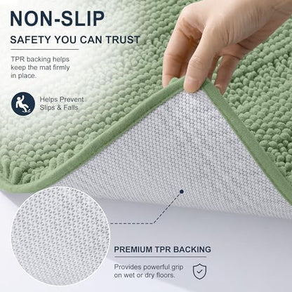 Smiry Thick Chenille Bathroom Runner Rugs 59x20, Soft Bath Mat, Sage Green