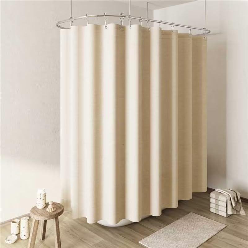 Naturoom Linen Shower Curtain 108x72 Inch for Bathroom Beige 1 Panel