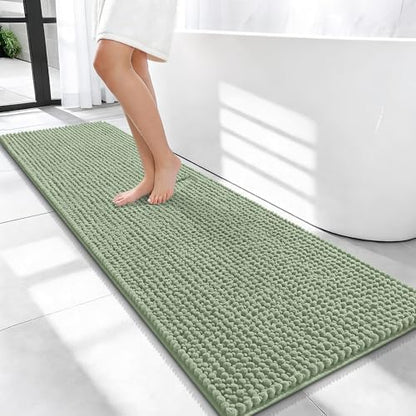 OLANLY Thick Chenille Bathroom Runner Rugs Mats 59x20, Sage Green