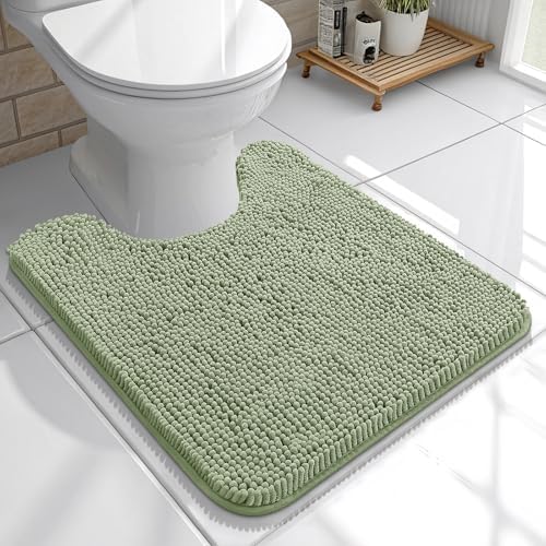 OLANLY Toilet Rugs U-Shaped 20x20, Soft Absorbent Chenille Contour Rugs