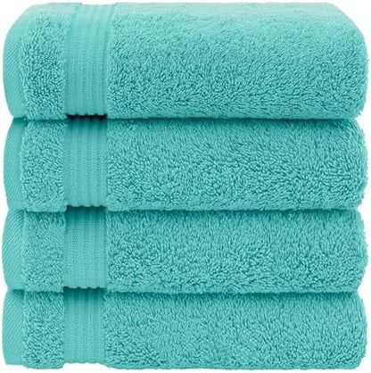 American Veteran Towel, Hand Towels for Bathroom Set of 4, 100% Cotton Turkish Hand Towel Sets, Soft Hand Face Towels, Turquoise Blue Hand Towels