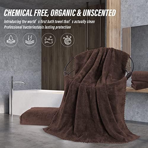 MOONQUEEN 6 Pack Premium Bath Towel Set - Quick Drying - Microfiber Coral Velvet Highly Absorbent Towels - Multipurpose Use as Bath Fitness, Bathroom, Shower, Sports, Yoga Towel (Wood Brown)