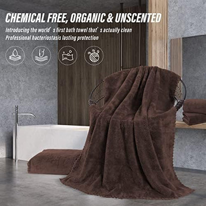MOONQUEEN 6 Pack Premium Bath Towel Set - Quick Drying - Microfiber Coral Velvet Highly Absorbent Towels - Multipurpose Use as Bath Fitness, Bathroom, Shower, Sports, Yoga Towel (Wood Brown)