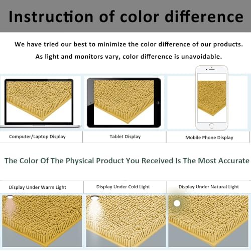 Bathroom Rugs Sets 2 Piece Extra Soft Chenille Bathroom Mats Non Slip Bath Mat Set,Absorbent Shaggy Rugs Perfect Plush Bath Rugs with U-Shaped Toilet Rug,Bathrom Carpets for Bathroom Gold