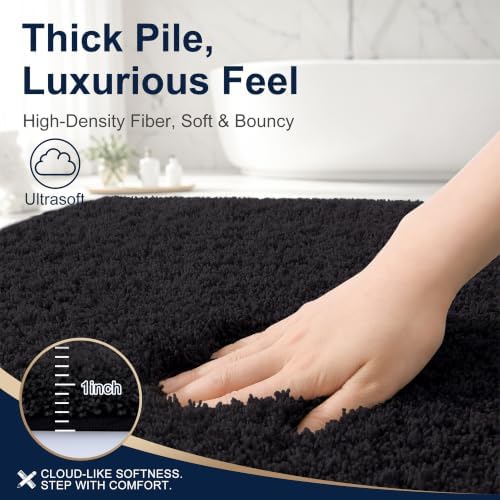 OLANLY Microfiber Bathroom Runner Rugs 44x24, Ultra Soft Bath Mat, Black