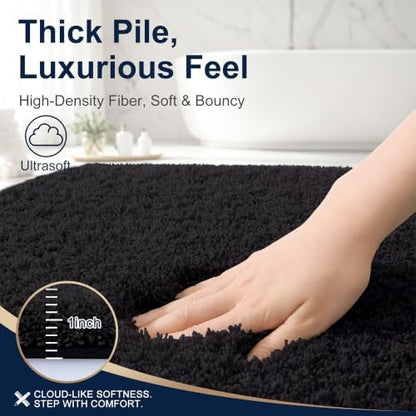 OLANLY Microfiber Small Bathroom Rugs 24x16, Soft Absorbent Bath Mat, Black