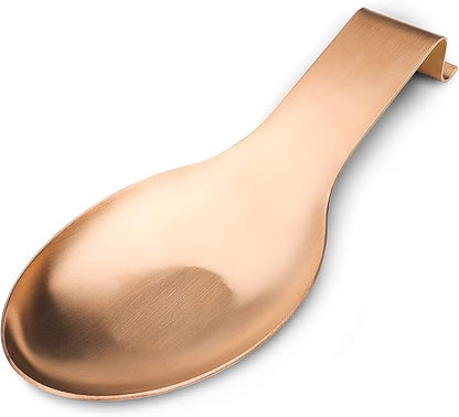 VanlonPro Stainless Steel Spoon Rest, Spatula Ladle Holder, Stainless Steel Utensil Spoon Rest Holder, Brushed Finish, Dishwasher Safe 9.8 x 3.7 Inch (Rose Gold 1PC)