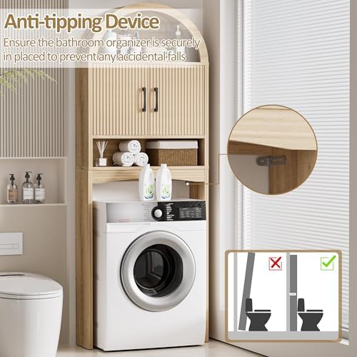 Spurgehom Arch Over The Toilet Storage Cabinet,Bathroom Organizer, Wood