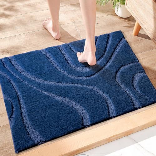 DEXDE Bathroom Rugs Non-Slip Mat for Bathroom Floor Shower 24x36 Navy Blue