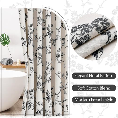 MitoVilla Long Cotton Floral Shower Curtain for Bathroom,72 x 78