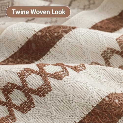 Brown Boho Linen Shower Curtain,72" W x 72" L