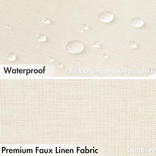 MIULEE 72 x 84 Extra Long Linen Shower Curtain Ivory 12 Metal Hooks