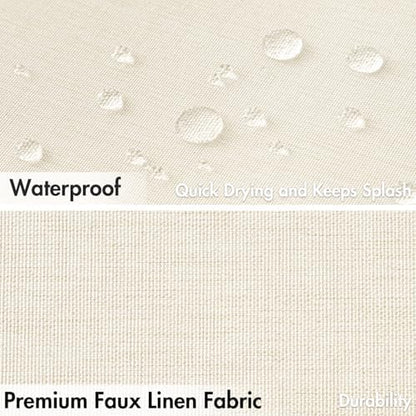 MIULEE 72 x 84 Extra Long Linen Shower Curtain Ivory 12 Metal Hooks