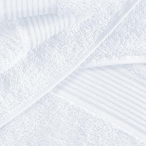 Belizzi Home Ultra Soft 6 Pack Cotton Towel Set, Contains 2 Bath Towels 28x55 inch, 2 Hand Towels 16x24 inch & 2 Wash Coths 12x12 inch, Ideal Everyday use, Compact & Lightweight - White