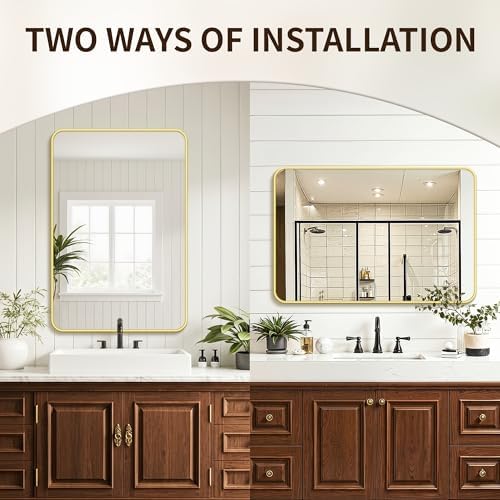 FICTOR Bathroom Mirror for Over Sink, 2 Pack 36"x24" Vanity Mirror, Gold