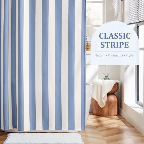 Ohocut Vertical Striped Shower Curtain, Cute Retro Vintage Blue Stripe Bathroom Shower Curtain, Waterproof Polyester Fabric Modern Bath Curtain for Bathroom 72x72 Inches Blue