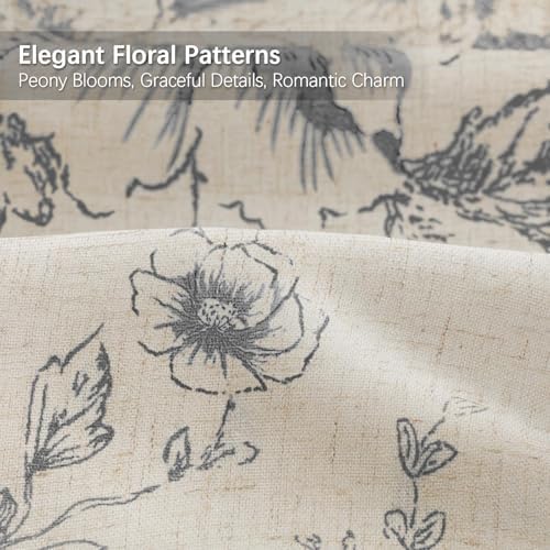 Farmhouse Floral Vintage Shower Curtain for Bathroom, Dark Grey