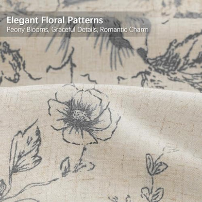 Farmhouse Floral Vintage Shower Curtain for Bathroom, Dark Grey