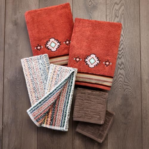 SKL Home Southwest Sunset/Rhapsody Bath Towel Set-6pc, 100% Cotton, Rust