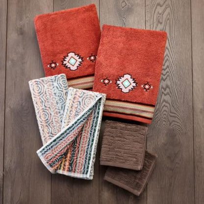 SKL Home Southwest Sunset/Rhapsody Bath Towel Set-6pc, 100% Cotton, Rust