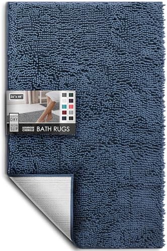 Hearth & Harbor Bathroom Rugs, Chenille Bath Mat - Machine Washable Bath Mats for Bathroom Non-Slip Backing Rubber, Quick Dry Bathroom Mat