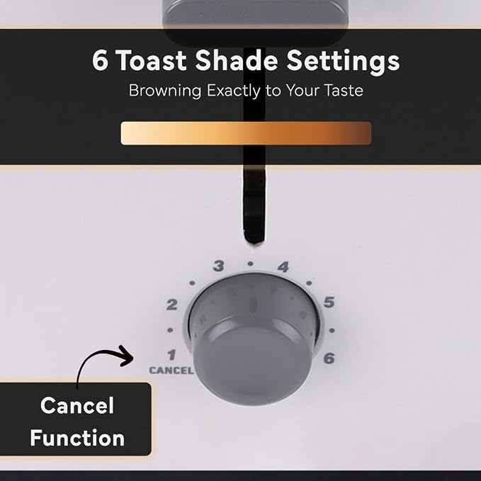 Courant 2-Slice Toaster Cool Touch with Extra Wide Slots For Bread, Bagels & Waffle with 6 Adjustable Shade Settings, Crumb Tray & Cancel Function Extra-Lift Feature, compact Design – White