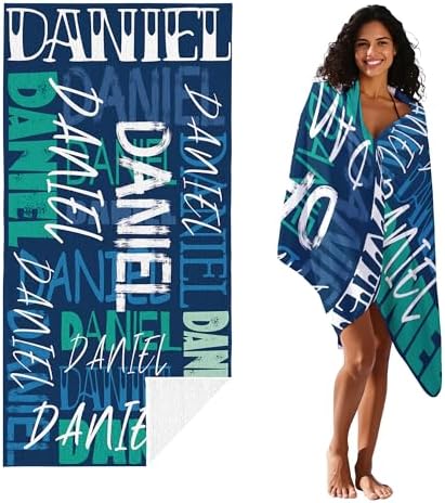 JML Personalized Beach Towel with Name, Custom Beach Towel with Name, Customized Microfiber Pool Towel, Quick Dry & Absorbent Swim Towel for Adult,Anniversary, Birthday, Summer Holiday,Vacation