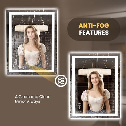 LOAAO 35.4"x29.9" LED Bathroom Mirror with Lights, UL Listed