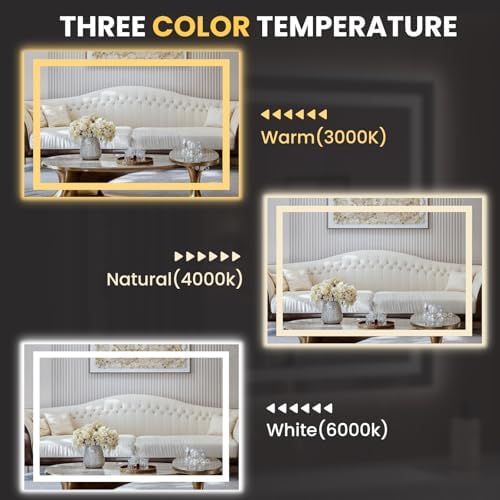 LOAAO 40"X28" LED Bathroom Mirror with Lights, UL Listed