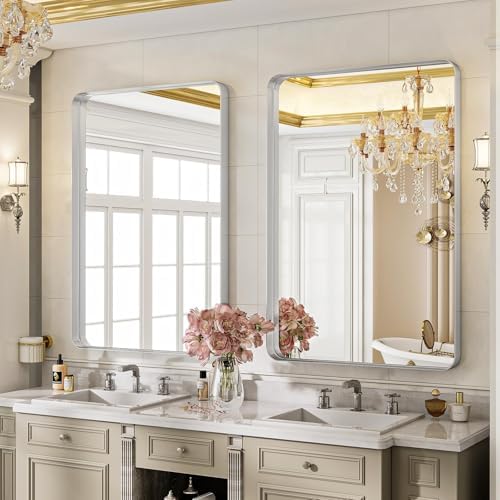 VooBang Bathroom Mirror 24"x32", Silver Gorgeous Deep Frame Wall Mirror