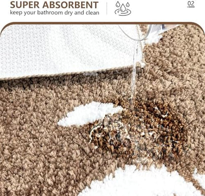 APROPHIC Fall Pumpkin Bath Mats for Bathroom, Thanksgving Super Absorbent Non-Slip Microfiber Shaggy Bath Rugs, Autumn Bathroom Mat for Shower, Tub, Sink, Machine Washable, 20x30 in, Light Brown