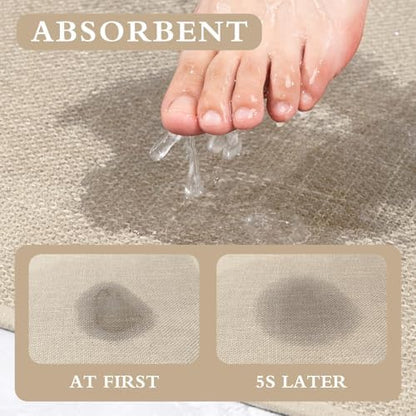 YIHOUSE Bathroom Rugs Thin Bath Mat Sets 2 Pieces Quick Dry,Beige
