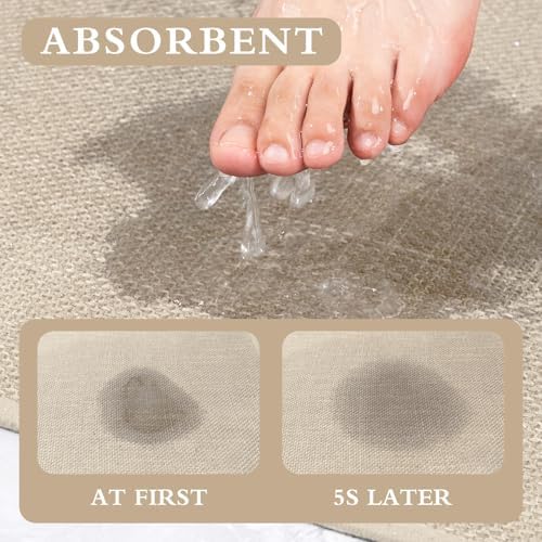 YIHOUSE Bathroom Rugs Thin Bath Mat Sets 3 Pieces Quick Dry,Beige