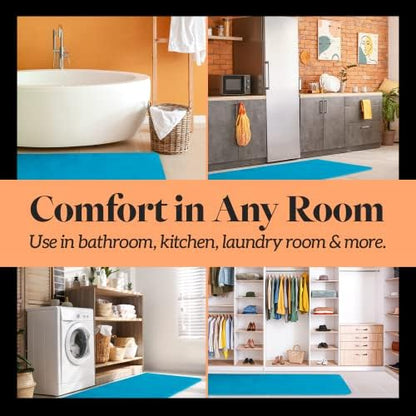 Memory Foam Bath Mat Non Slip Absorbent Super Cozy Velvet Bathroom Rug Carpet (72 inches X 24 inches, Caribbean Sea)