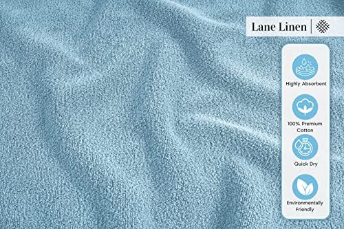 LANE LINEN Bath Towel Set Soft Absorbent Quick Dry 100% Cotton - Blue