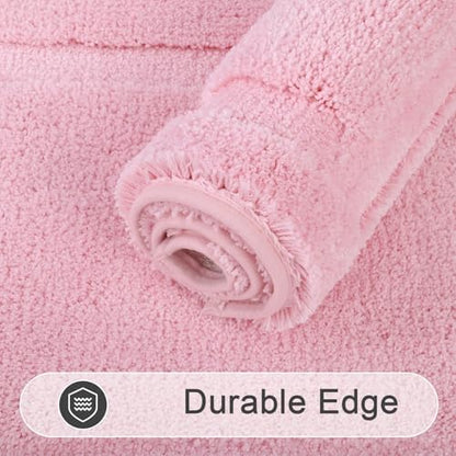 SHACOS Soft Microfiber Bathroom Rugs Set of 2 Pieces, Pink