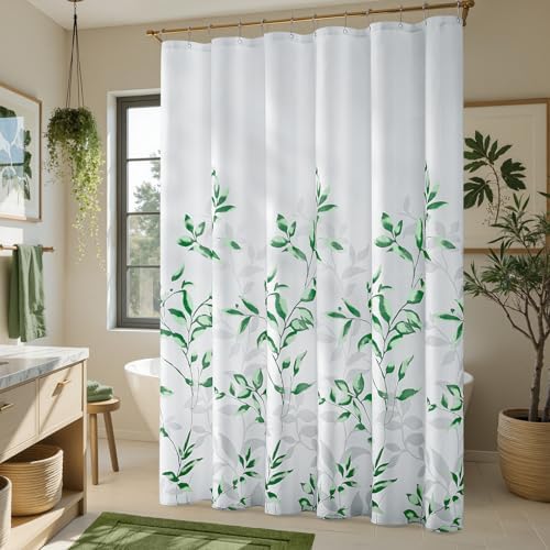 HOMEIDEAS Green Botanical Shower Curtain 72×78 Inches