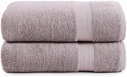 LANE LINEN Bath Sheets Quick Dry 100% Cotton 2 Pack Oversized - Platinum