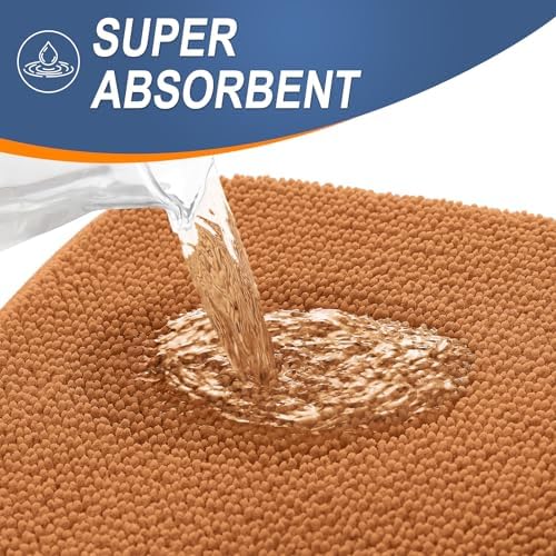 OLANLY Thick Memory Foam Bathroom Rugs 30x20, Soft Absorbent Bath Mat, Clay