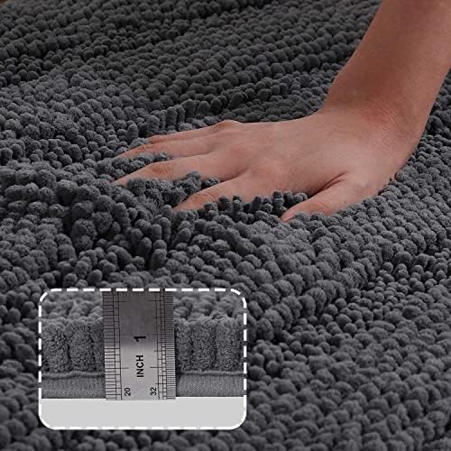 Turquoize Small Bathroom Rug 17x24, Soft Absorbent Chenille Bath Rug, Gray