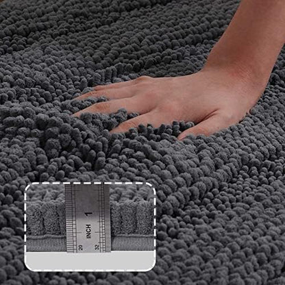 Turquoize Small Bathroom Rug 17x24, Soft Absorbent Chenille Bath Rug, Gray
