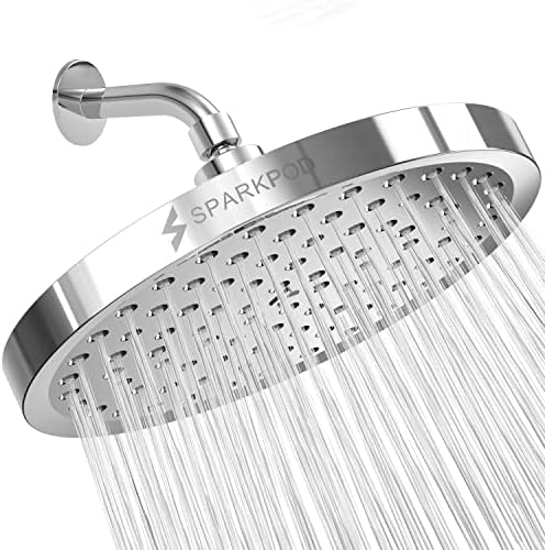 SparkPod Rain Shower Head, 8 Inch Round, Luxury Polished Chrome Finish