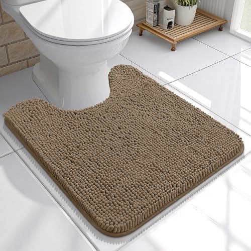 OLANLY Toilet Rugs U-Shaped 20x20, Soft Absorbent Chenille Contour Rugs