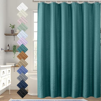 Aiyufeng Turquoiser Shower Curtain for Bathroom, Embossed Textured Fabric Shower Curtain for Bathroom - Soft Cloth & Hotel Spa, Machine Washable, 72X96, Turquoiser