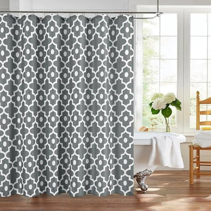 Fabric Modern Shower Curtain-Dark Grey & White Shower Curtains for Bathroom
