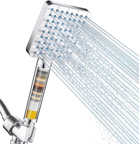 Cobbe Filtered Shower Head with Handheld, High Pressure 6 Spray Mode Showerhead with Filters, Water Softener Filters Beads for Hard Water - Remove Chlorine - Reduces Dry Itchy Skin, Chrome