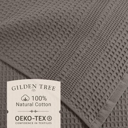 GILDEN TREE Waffle Towel Set Quick Dry Thin | 2 Bath Towels | 2 Hand Towels | 2 Washcloths, Classic Style (Stone Greige)