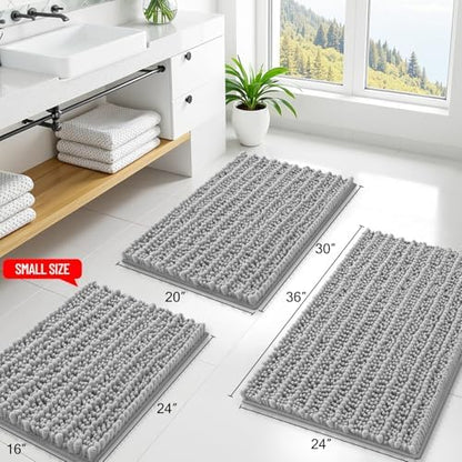 Smiry Bathroom Rugs 59X24, Extra Soft Rubber Backing Chenille Bath Mats