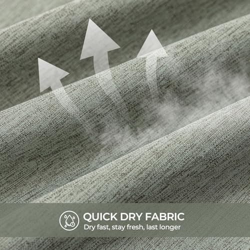 River Dream Linen Textured No Hooks Shower Curtain with Liner,Green,71x74